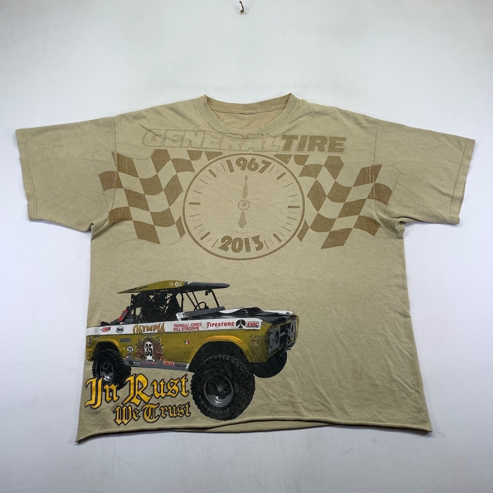 General Tire 1000 Miles‎ Rally T-Shirt Mens XL Car Racing Graphic Tee Cropped